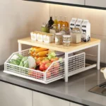 Kitchen Storage Rack Standing Shelf with Drawer for Fruits Vegetables Microwave Oven Pots Dishes Spices Organizer Home Apartment - Image 3