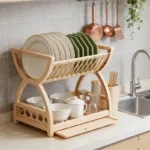 Kitchen Utensil Storage Rack, Desktop Double-Layer Dish Storage Rack, Kitchen Drain Rack That Saves Storage Space - Image 6