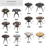 Tile Patio Table Aluminum Frame Outdoor Table Bistro Table All Weather Garden Table Faux Wood Grain Backyard Table Dining Table - Image 5