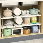 Kitchen Bathroom Cabinet Organizer Durable Multi-Layer Space-Saving Pot Holder Adjustable Under Sink Storage Rack Expandable - Image 4