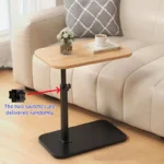 Adjustable height table - with wooden tabletop, portable sofa side table, suitable for coffee, office, and indoor/outdoor use - Image 3
