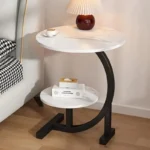 Modern Tiered Round Side Table - Double Layer Storage Accent Table for Living Room & Bedroom | Space-Saving Design - Image 3