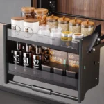 Kitchen Lifting Basket Cabinet Up and Down Buffer Open Door Kitchen Cabinet Storage Rack Seasoning Basket Kitchen Furniture - Image 3